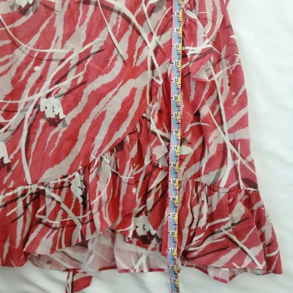 All Saints Marlow Kazuna Wrap Dress Japanese Print Ruffle Trim Waist Tie Belt 6 - Picture 15 of 16